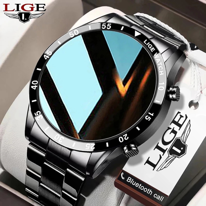 LIGE Smartwatch Relógio Inteligente Monitor De Frequência Cardíaca Para Homens Atividade Masculina Com Aço À Prova D'água Ao Ar Livre Relógios Esportivos Bluetooth Chamada Smart Watches