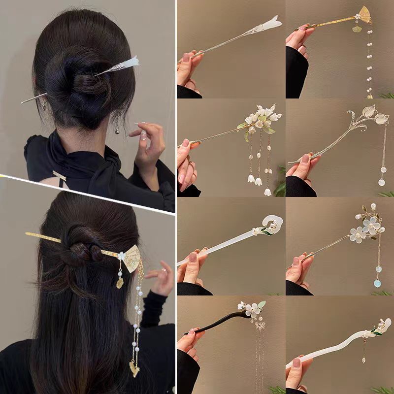 Antigo High-End borla Hairpin feminino novo chinês de madeira estilo chinês Hanfu passo agitando cocar