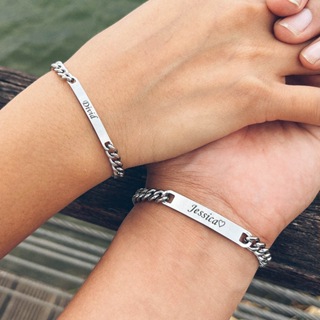 Um Par 1pcs Pulseira De Casal Personalizada Para Mulheres Ouro Homem Cubana O Dia Dos Namorados Presente De Casamento em Oferta na Shopee