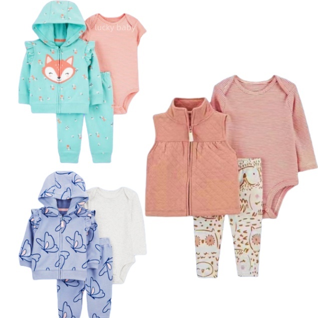 Lucky baby conjunto bebê menina inverno/roupa de frio bebe menina/Kit 3 Peças Trio Inverno Blusa e Calça