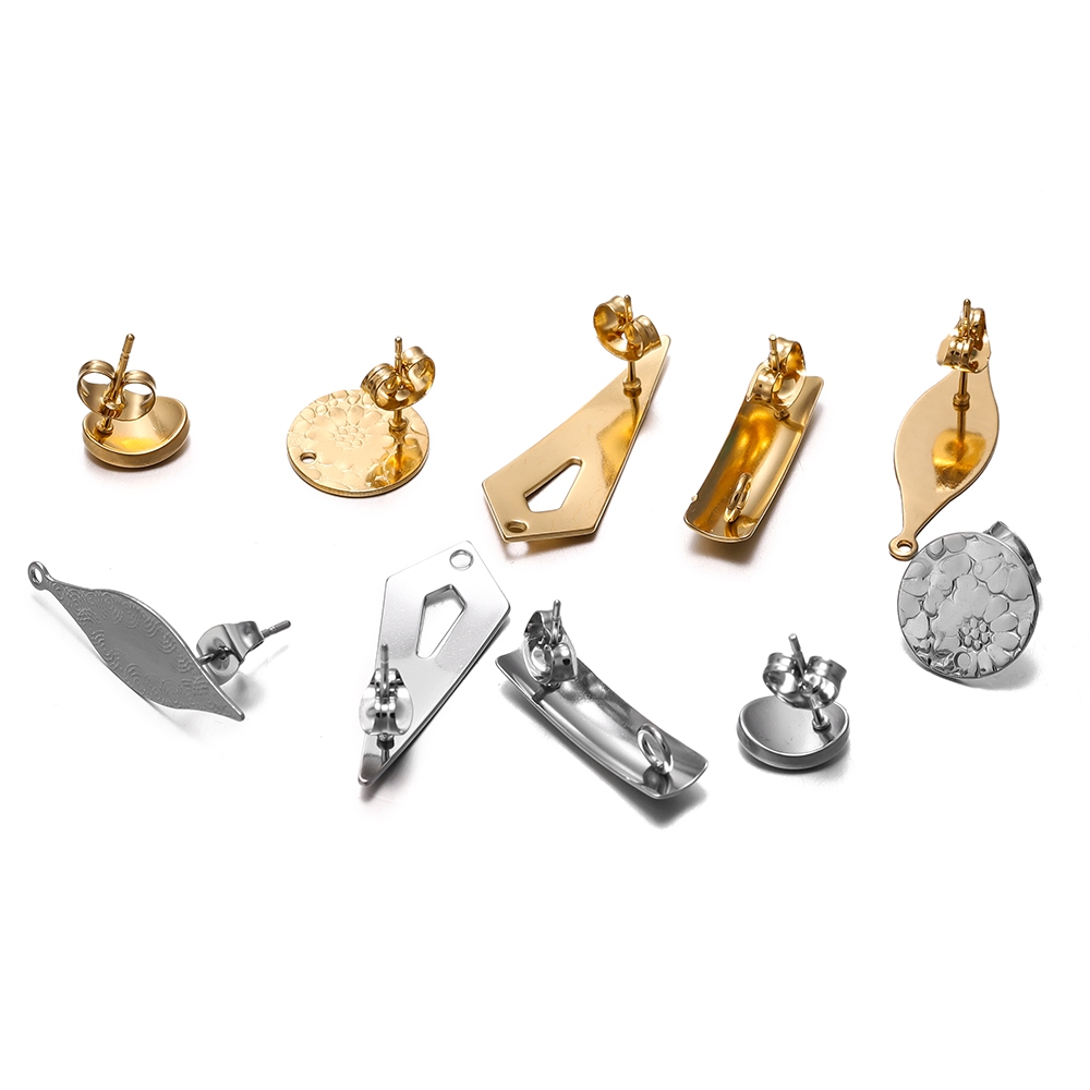 St. kunkka 10Pcs Brincos de aço inoxidável Acessórios de moda feitos para brincos de bricolage