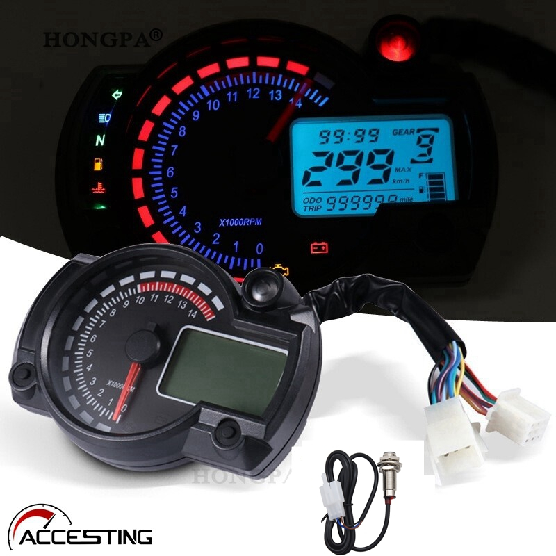 KOSO 7 Cores Velocímetro De Motocicleta 7 Cores Odômetro Digital LCD Para RX2N MAX 299KM/H Moto Dashboard Painel De