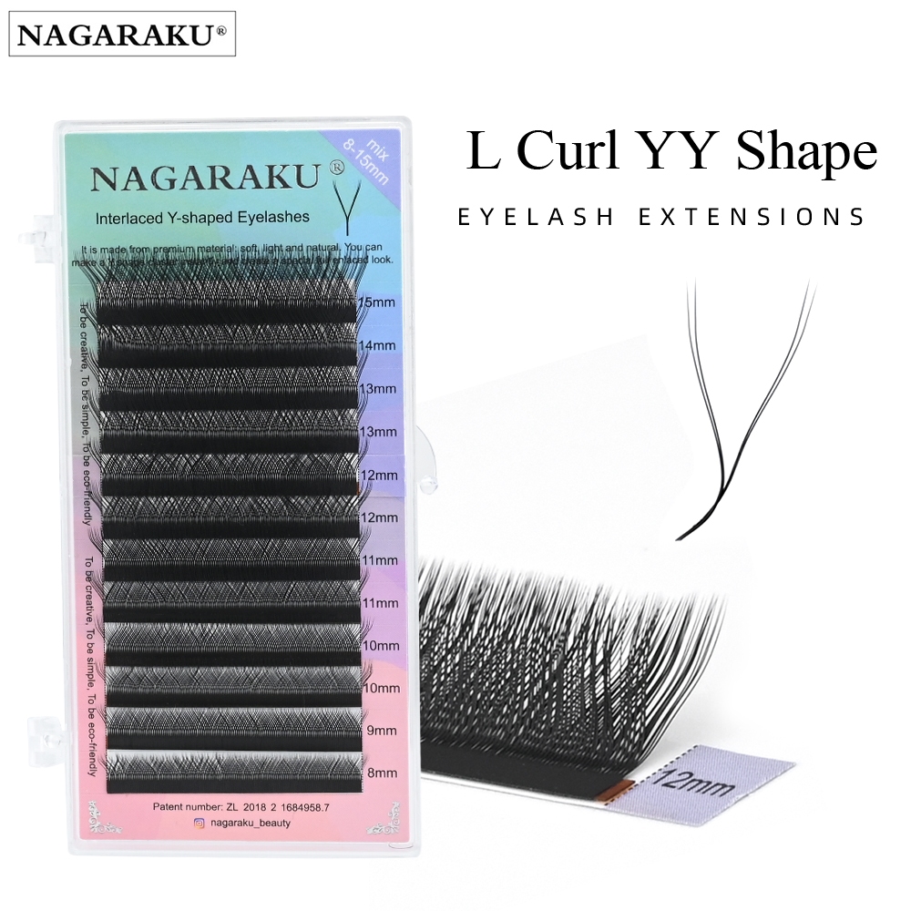 NAGARAKU YY Extensão De Cílios L Curl 0.07mm 12 Linhas Pestanas Super Macias De Alta Qualidade