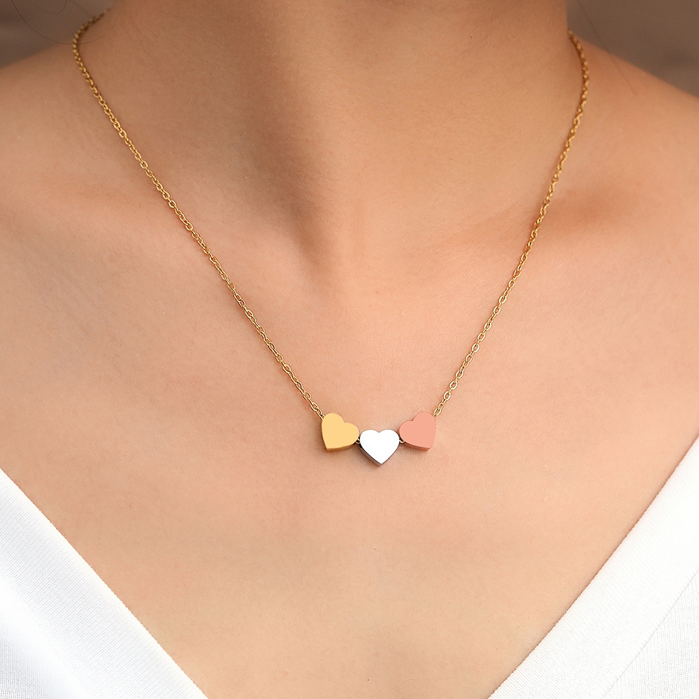 Colares De Aço Inoxidável Nova Tendência Rosa De Ouro Prata Cor De Encanta Pingentes Correntes De Metal Colar De Moda Para Mulheres
