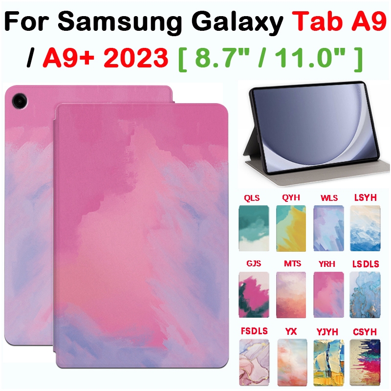 Para Samsung Galaxy Tab A9 A9 + A9 Plus 11.0'8.7 2023 Fashion Watercolor oil painting Estilo High Quality Cover 5G PU De Couro Com Estojo Protetor De Pé