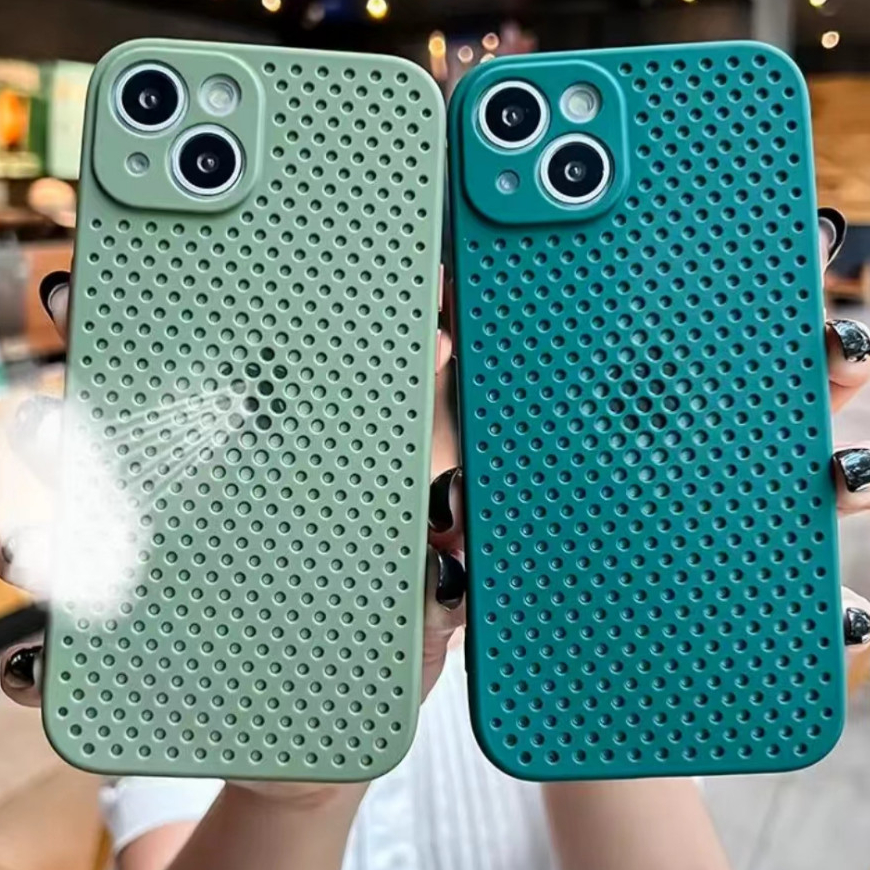 Flexível De Dissipação De Calor Respirável Anti- Impacto Cor Sólida Silicone Case Capinha Capa Para iPhone 15 14 13 12 11 Pro Max Plus X XS Max XR 6 7 8 Plus SE2020 em Oferta na Shopee