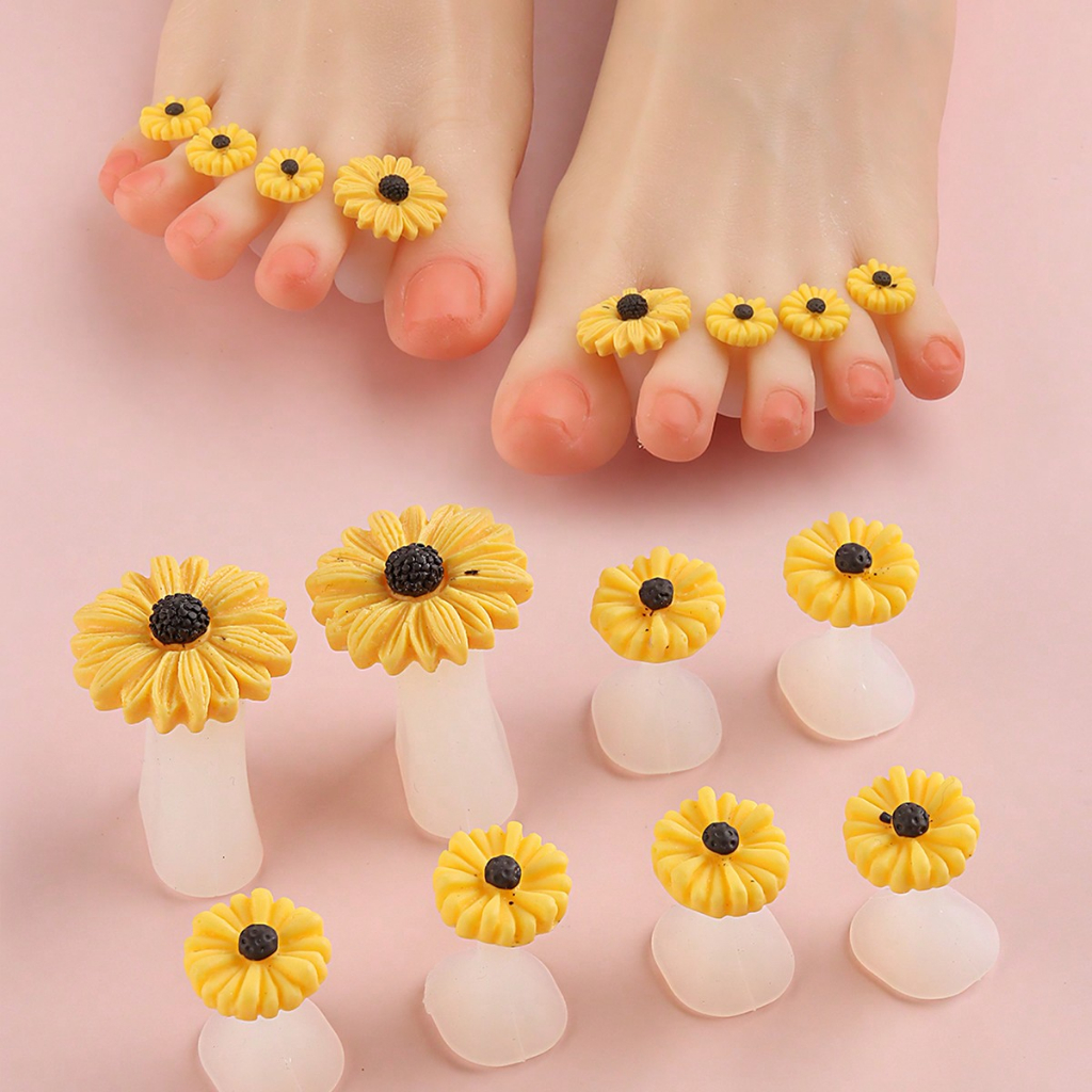 8Pcs Separador De Dedo Do Pé De Silicone Daisy Fruit Cartoon Pattern De Pedicure Reutilizável Ferramentas De Manicure Capa Protetora De Esmalte De Unhas Para Bricolagem Em Salões Caseiros