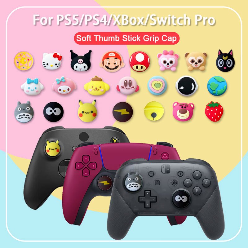4pc Capa Flexível De Silicone Grip Polegar Para Sony Playstation 5 4 PS5 PS4 XBOX Switch Pro Controle De Jogos Analógico Joystick Protetora Acessórios
