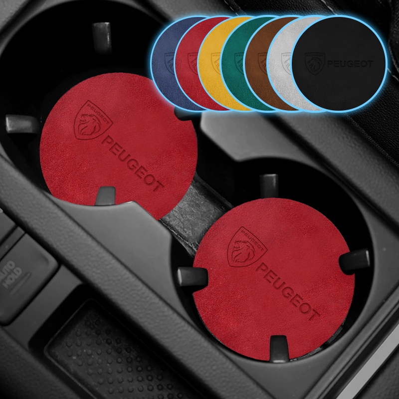 1 Par De Porta-Copos Com Emblema De Carro De Camurça Para Peugeot 206 207 208 306 307 308 407 408 508 2008 3008