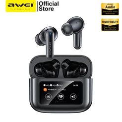 Awei Fones De Ouvido Bluetooth Smart Touch Screen 5.4 ANC + ENC Ruído Cancelando Earbuds Sem Fio Com Microfone