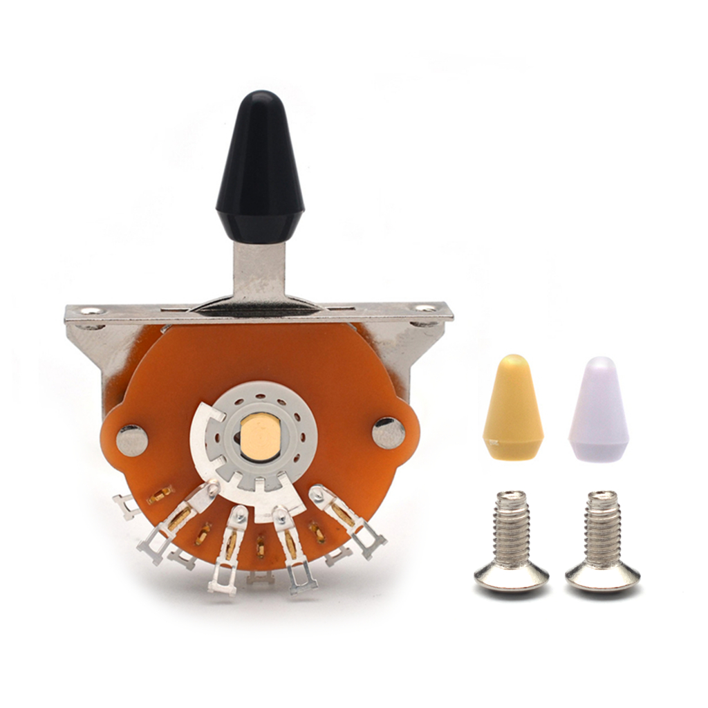 Chave Seletora De Captação De Guitarra Elétrica 3/5 Way Pickup Com Botão Preto/Branco/Amarelo