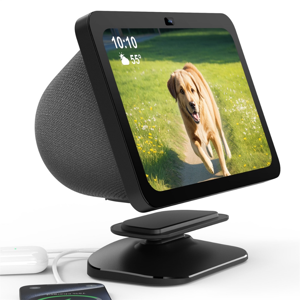 Base De Carregamento Magnético Sokusin Para Echo Show 8 (3a Geração) Compatível Com Todos Os Telefones Celulares E Fones De Ouvido Smartwatch Relógio Inteligente-Suporte De Montagem Inclinada Ajustável