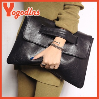 Yogodlns Moda Feminina Legal Preto Envelope Embreagem De Alta Qualidade Couro Do Plutônio Tendência Grande Bolsa em Oferta na Shopee
