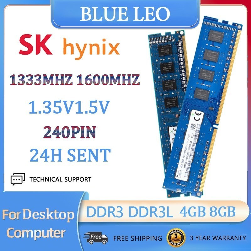 SK Hynix 4GB 8GB 1Rx8 2Rx8 PC3 PC3L 10600 12800 DDR3 DDR3L 1333Mhz 1600Mhz DIMM RAM Módulo De Memória desktop