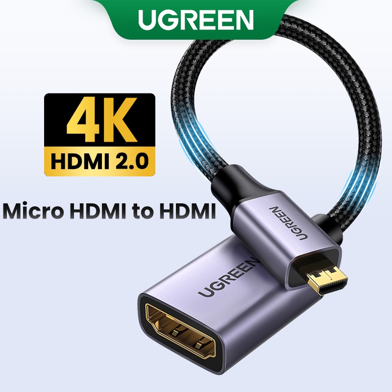 UGREEN 0,25m Cabo Micro HDMI Para Macho Adaptador Fêmea em Oferta na Shopee