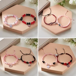 2pcs Homem Aranha Katie Pulseira De Casal Magnético Tecida À Mão Ajustável Festival Gift