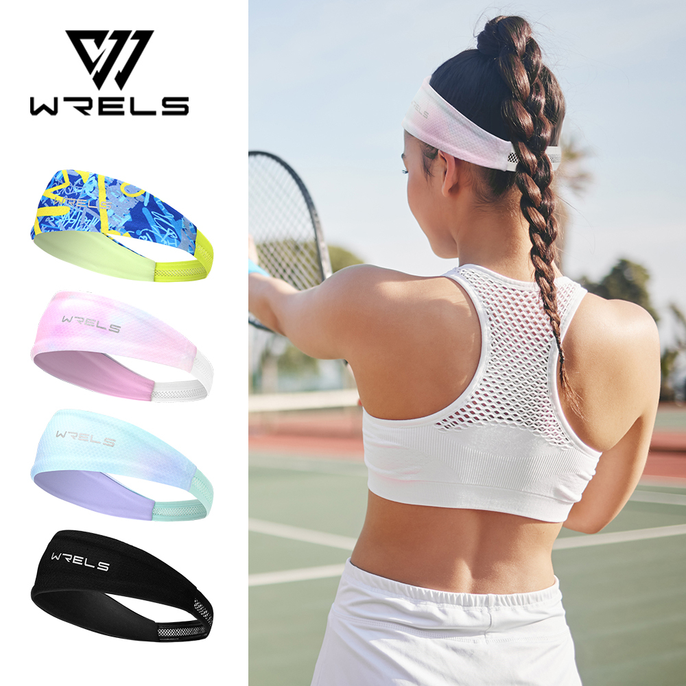 WRELS Ampla Respirável Esportes Bandana Sweatband Faixa De Cabelo Gravata Para Treino Yoga Ginásio Fitness Correndo Ciclismo