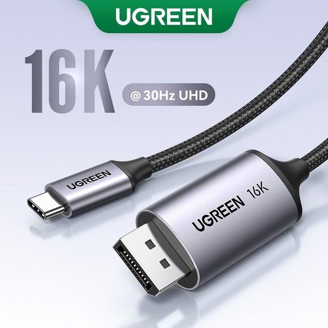UGREEN 16K 8K Usb C Para Dp 2.1 Cabo Trançado De Nylon Macho Monitor HDTV Projector Portátil