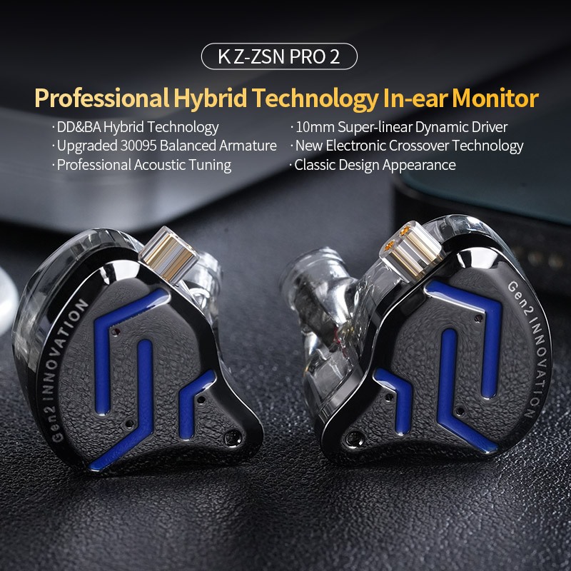 KZ ZSN PRO 2 Tem Fone De Ouvido Em Ferro Fundido Helicoidal Com Fio HiFi De Alta Qualidade Sonora Baixo De Trigo . 0.78 0.75