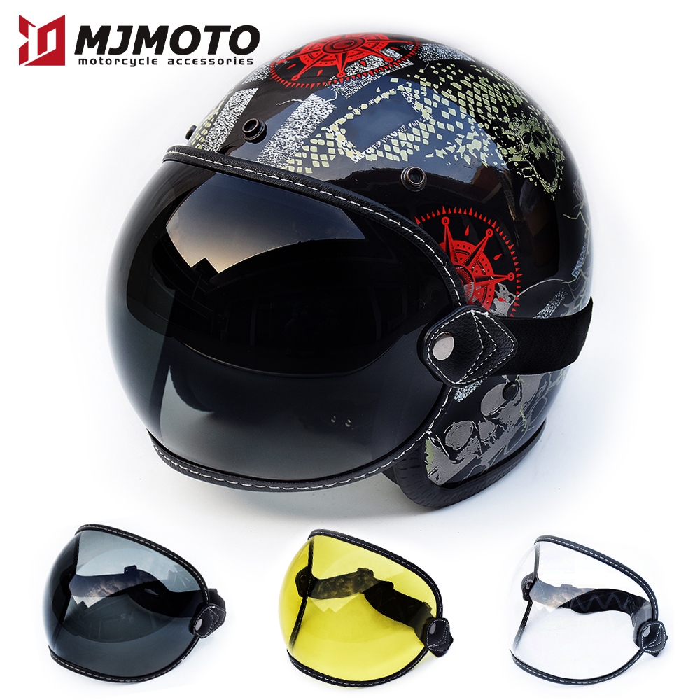 Óculos retrô para motocicleta, cor Universal, HD, bolha, lente de capacete, resistente a choques, durável, antiderrapant