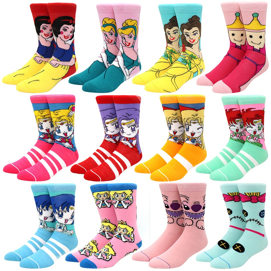 Engraçado Kawaii Mulher Meias Tubulares Confortáveis E Respiráveis Moda De Rua Personalidade Casual