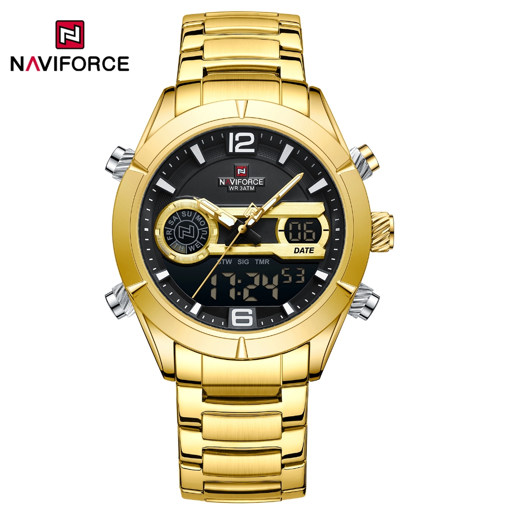 NAVIFORCE 9232 Relógio De Moda Masculina Tendência Multi-Funcional Fivela Dobrável De Aço Inoxidável em Oferta na Shopee