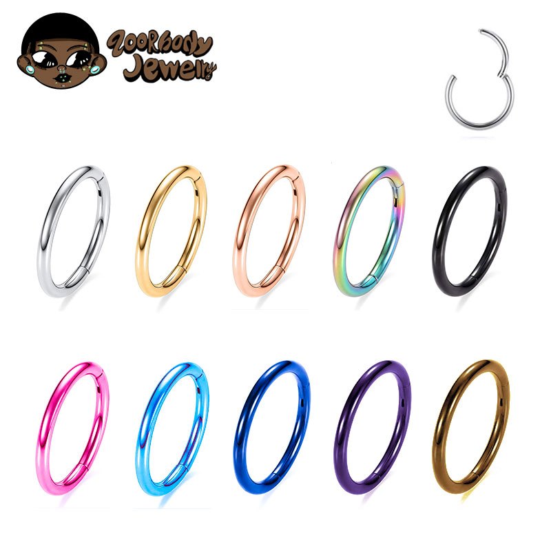 Piercing Nariz Orelha Titânio 16G Click PVD/Anodização  Segmentada Grau de Implante Hipoalergênico