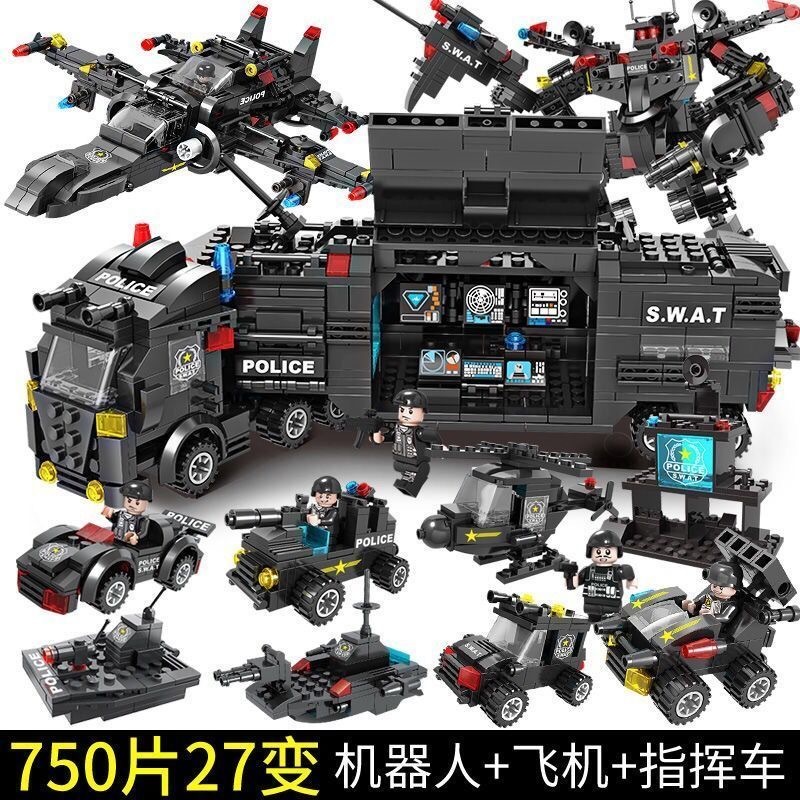 1427 pçs Lego blocos de construção cidade série militar polícia SWAT tanque carro educacional montagem bloco construção