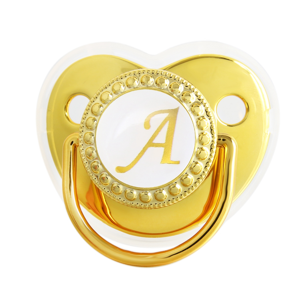 26 Cartas Gold Baby Pacifier Sem Rhinestones BPA Free 0-18 Meses Mamilo Ortodôntico