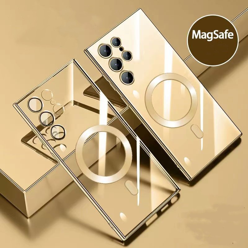 Capa Magnética Transparente Magsafe Para Samsung Galaxy S24 S23 S22 S21 Ultra S23 FE Traseira Macia À Prova De Choque em Oferta na Shopee