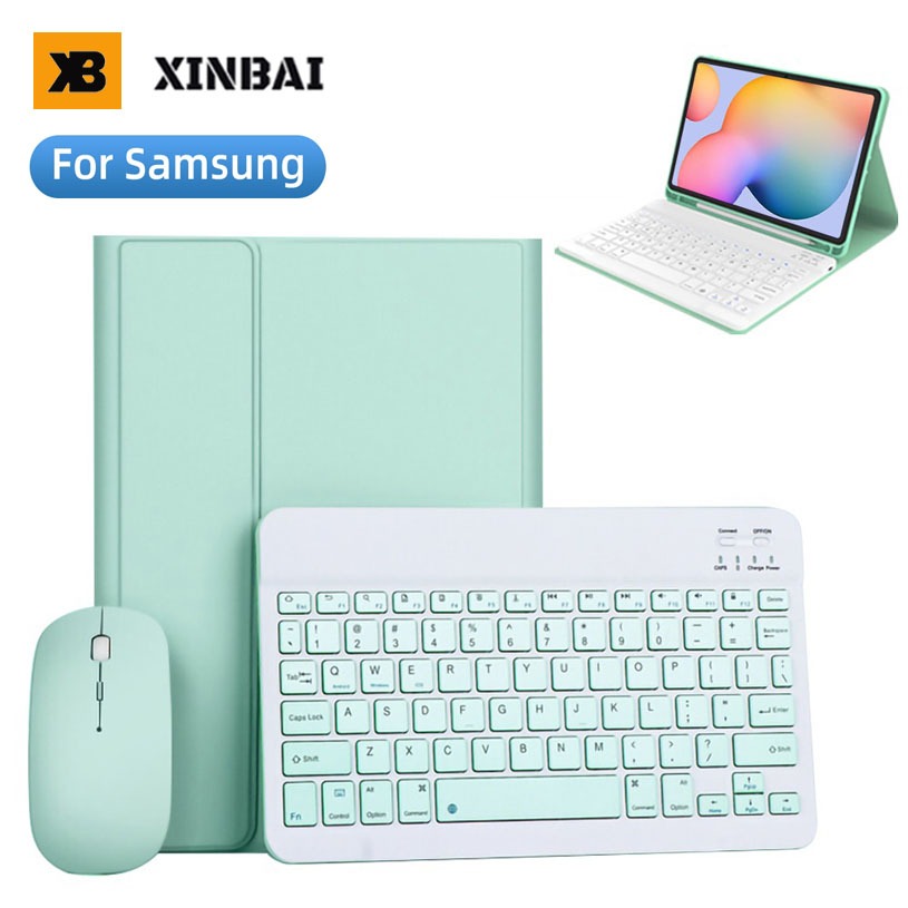 Capa Para Samsung Galaxy Tab S6 Lite 10.4 S7 S8 11 S7 Plus S7 FE S8 12.4 Com Teclado Bluetooth Tablet Concha Protetora Magnética