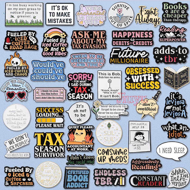 100 Estilos Citações Esmalte Alfinetes Frases Coloridas Broche Preto Branco Banner Dialog Pin Lapela Mochila Crachá Jóias Presentes