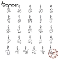 BAMOER 26 Letter Pendant For DIY Necklace/Charm Bracelet 925 Silver SCC1183
