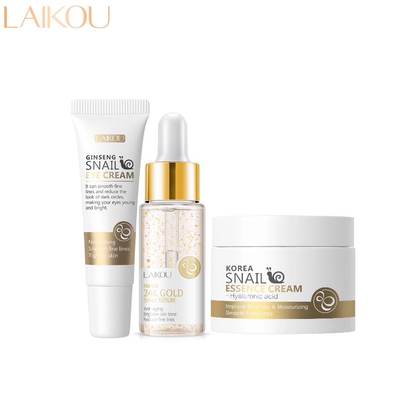 Conjunto Cuidados Com A Pele 24k Em Ouro Caracol Laikou 3pçs