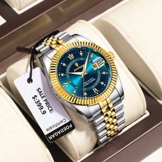 POEDAGAR Relógio Masculino de Luxo Relógio de Ouro de Aço Inoxidável para Homens Relógios de Pulso de Quartzo Luminosos À Prova D 'Água Data Relógios Masculinos Original de Alta Qualidade Relógio Masculino