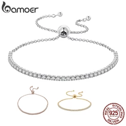 Bamoer Pulseira Brilhante De Prata 925 Para Festas Scb046