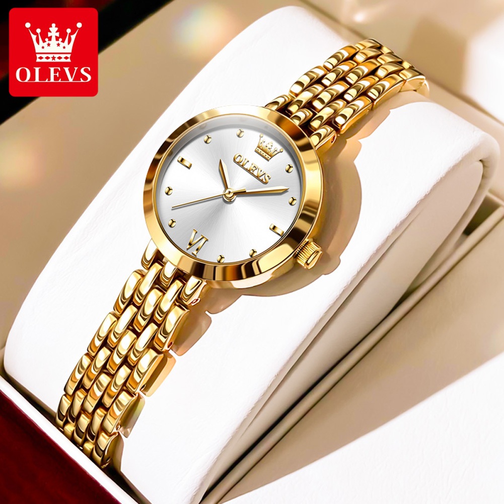 Relógio Olevs Relo Para Mulher Impermeável Original Com Caixa Rosa Gold Silver 9992 - Watches