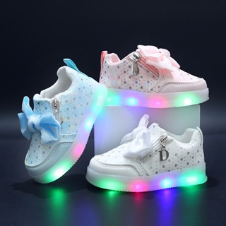 Tênis infantil Meninas Novo Estilo Moda Arco LED Luminoso Sapatos / Confortável Sapatos Casuais Respiráveis em Oferta na Shopee
