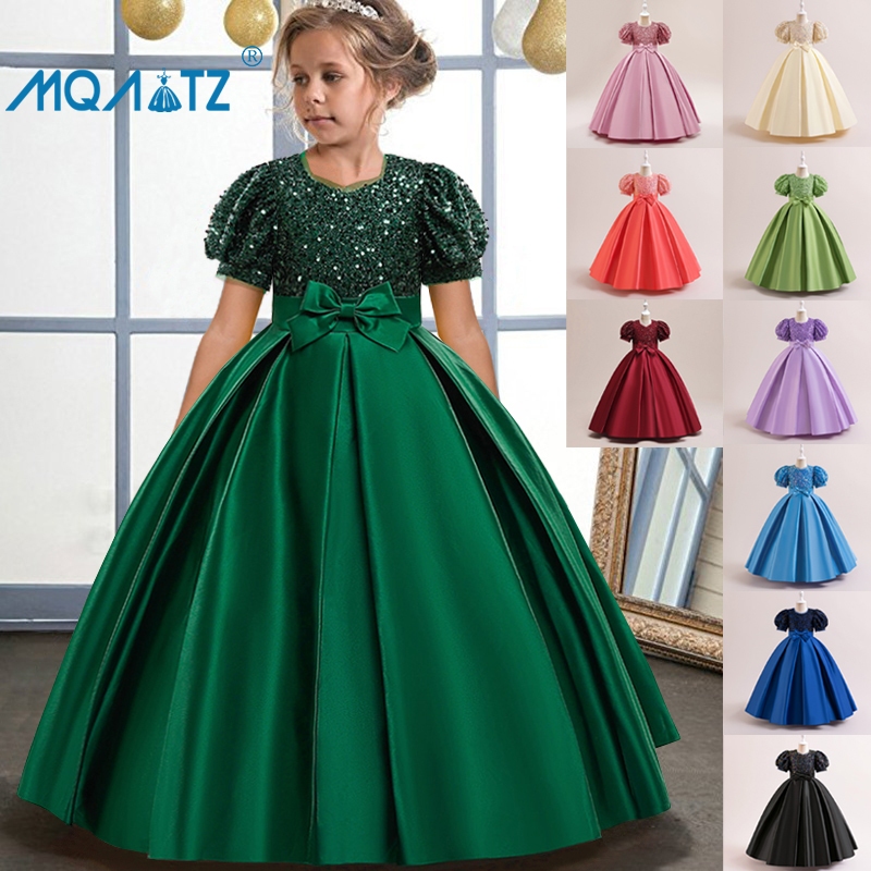 MQATZ Longo Vestido De Festa Meninas Crianças Traje Lantejoulas Vestidos De Princesa Menina Baile De Casamento ALP-0013