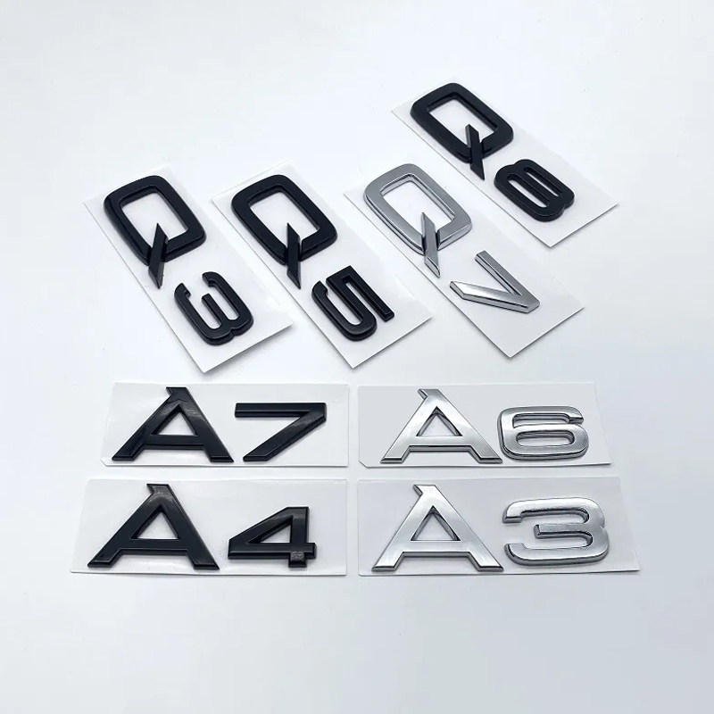 Letras 3D Números Emblema Para Audi A3 A4 A5 A6 A7 A8 Q2 Q3 Q5 Q7 Tampa Do Porta-Malas Carro Placa De Identificação Logo