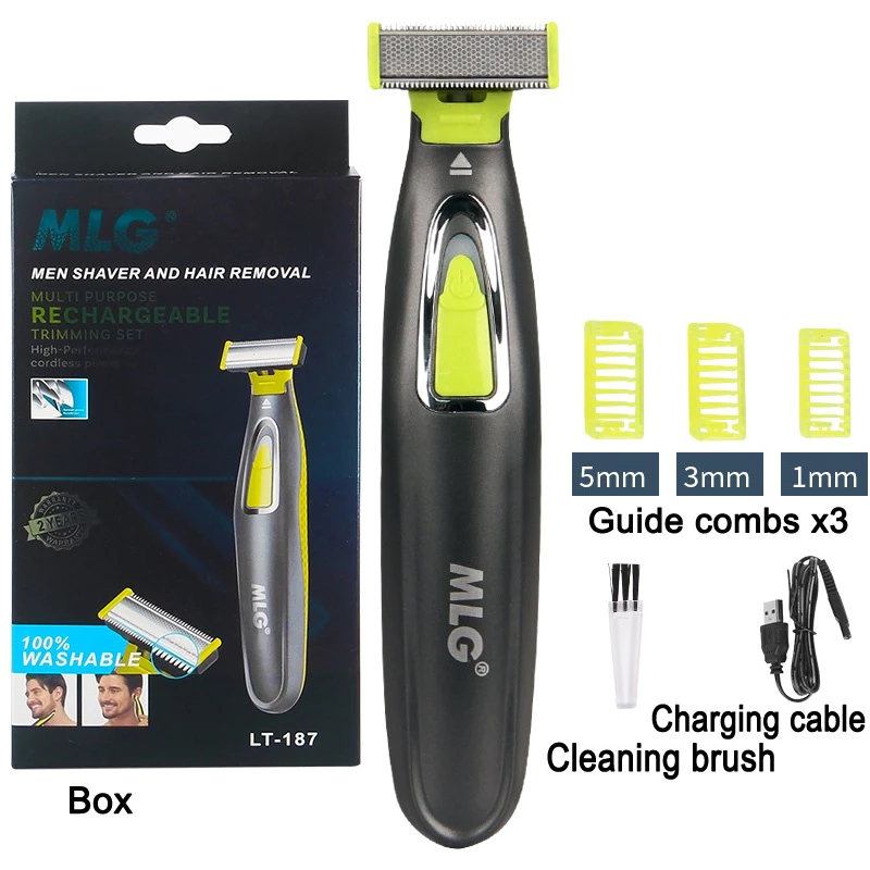 MLG Barbeador Elétrico Para Homem E Mulher Portátil De Corpo Inteiro USB Em Forma De T Axila Da Barba Lavável