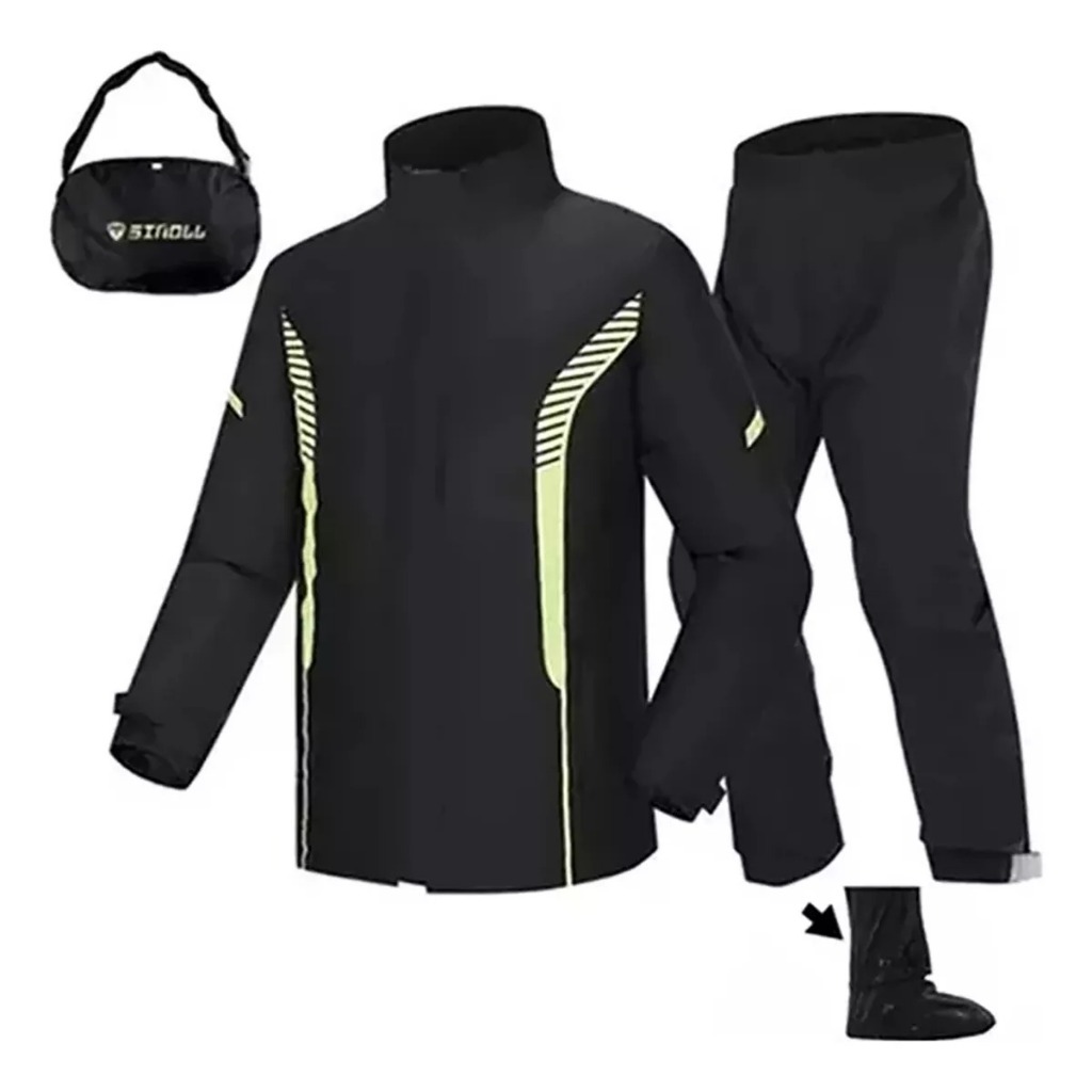 Capa De Chuva Moto Conjunto Com Capa Sapato Motoqueiro Nylon Emborrachado