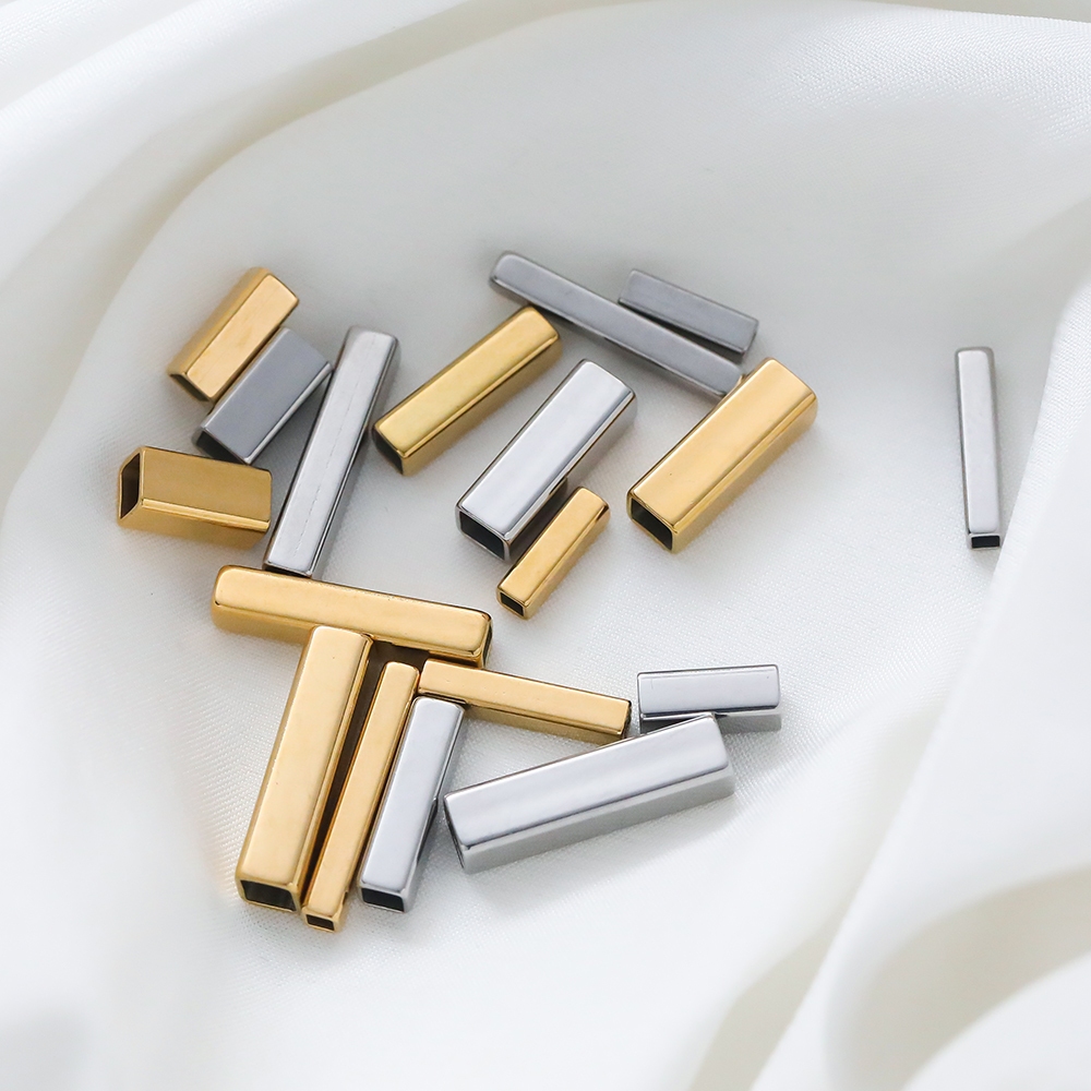 St. kunkka 10-20Pcs Conexões para Tubo Quadrado de Aço Inoxidável Conexões para Tubo Quadrado com Contas para Fabricação de Pulseiras de Colar de Bricolagem