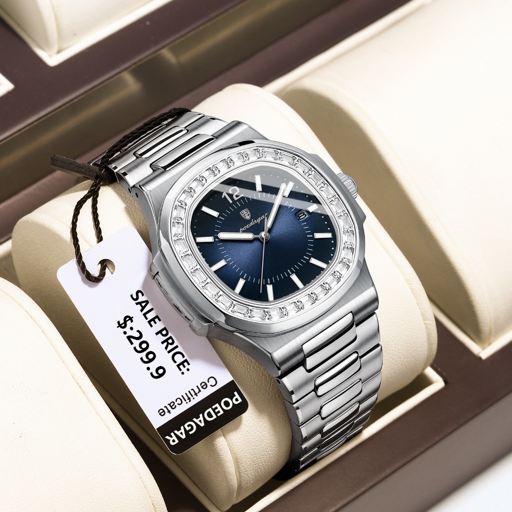 POEDAGAR Relógio Masculino De Luxo Com Diamante E Quartzo Para Homens Fossil Original Stain Inoxidável Business Relógios