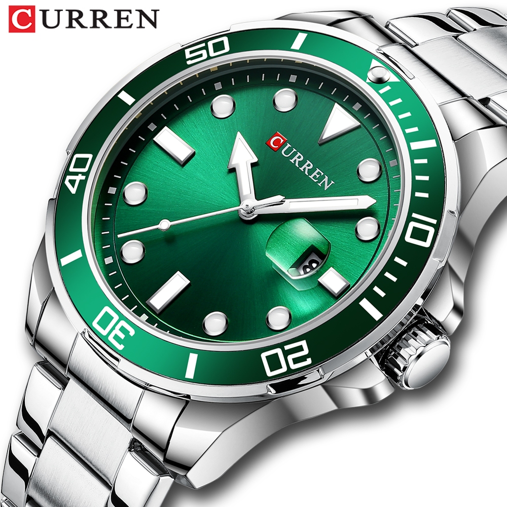 CURREN Relógio Masculino Da Marca Original Mostrador Luminoso Moda Luxo Negócios Casual Aço Inoxidável Quartzo Impermeável 8388 XS No Box - Watches