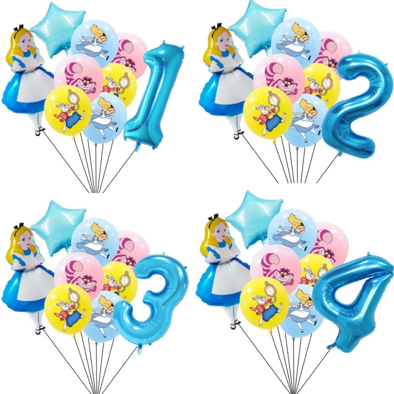 9pcs Alice No País Das Maravilhas Grande Pôquer 32 Polegadas Número Balão Conjunto De Balões Pink Blue Girl's Gifts Decoração Festa De Aniversário Baby Shower Supplies em Oferta na Shopee