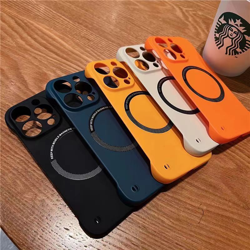 Capa Magnética Sem Moldura Para iPhone 17 Air 16 14 13 12 15 Pro Max Plus X XS XR Com Carregamento Fio