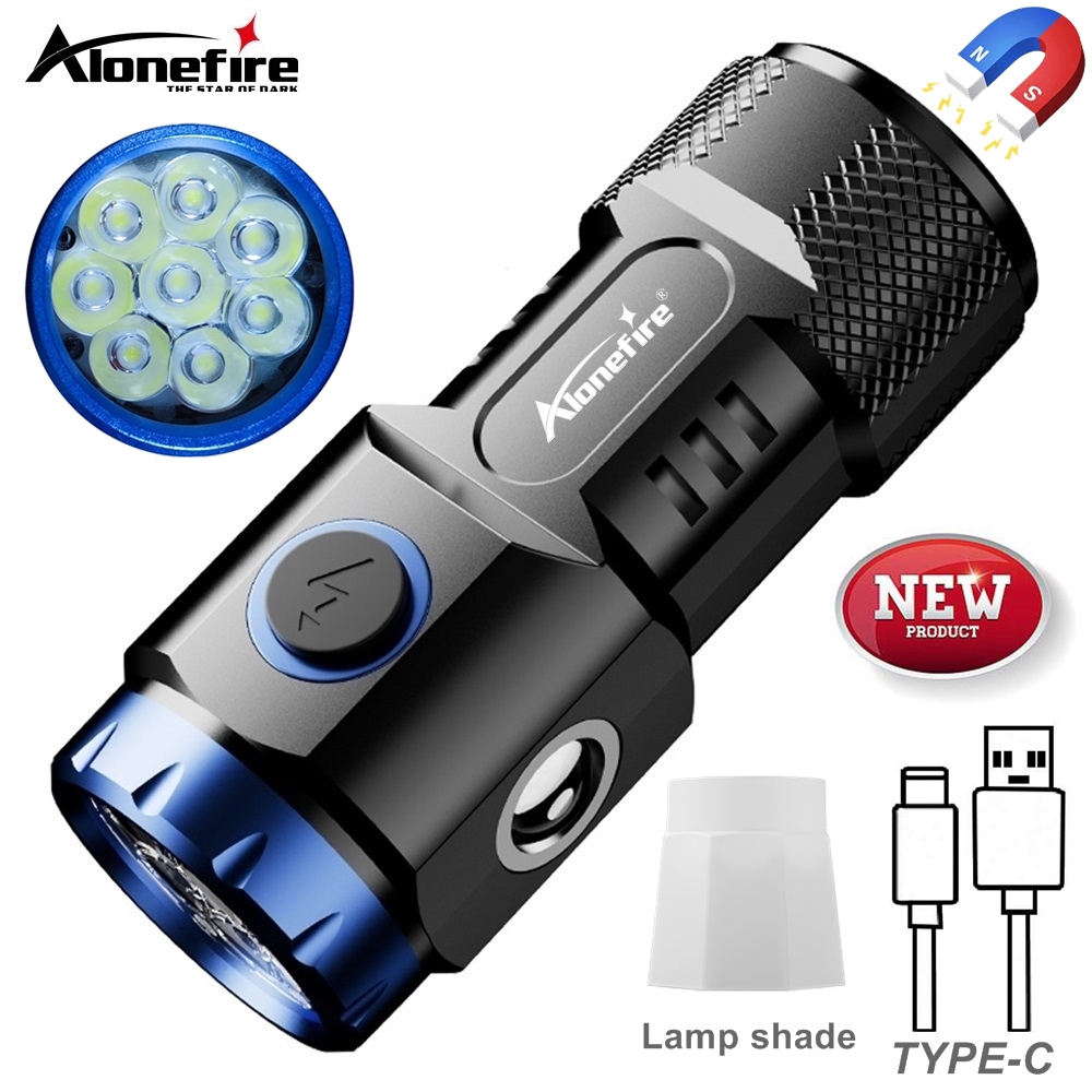 Alonefire X88 6500K 8x P35 Lanterna LED Alto Brilho USB Carregando para Caminhada e Camping