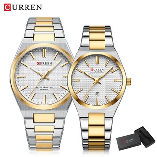 CURREN Relógio De Casal Marca Original Ponteiro Luminoso De Aço Inoxidável Moda Casual Empresarial Quartzo À Prova D