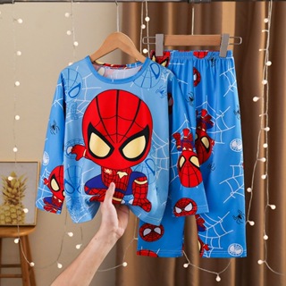 Homem Aranha Pijama infantil Meninos e Meninas Calças de manga comprida de outono Loungewear Dinosaur Conjunto infantil em Oferta na Shopee